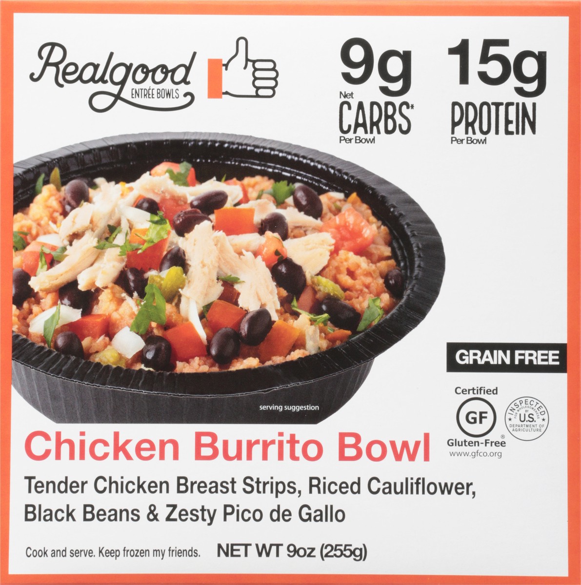 slide 6 of 9, Realgood Foods Co. Chicken Burrito Bowl 9 oz, 9 oz