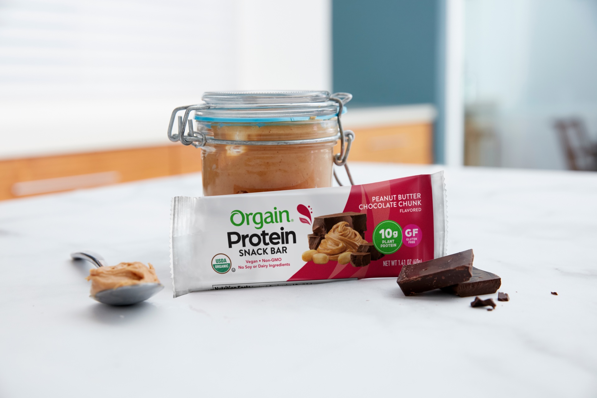 slide 3 of 4, Orgain Organic Peanut Butter Chocolate Chunk Protein Snack Bar, 4 ct