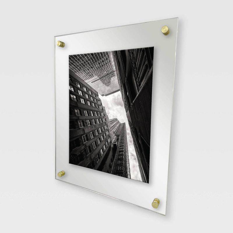 slide 2 of 6, 11" x 14" Acrylic Frame Clear - Threshold™: Modern Wall Mount, Brass Hardware, 1 ct