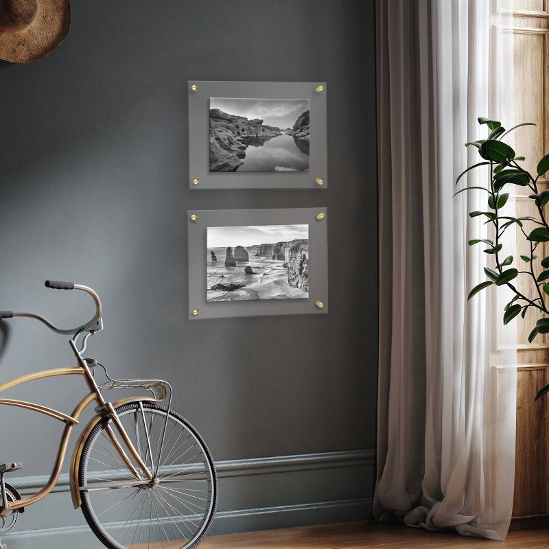 slide 6 of 6, 11" x 14" Acrylic Frame Clear - Threshold™: Modern Wall Mount, Brass Hardware, 1 ct