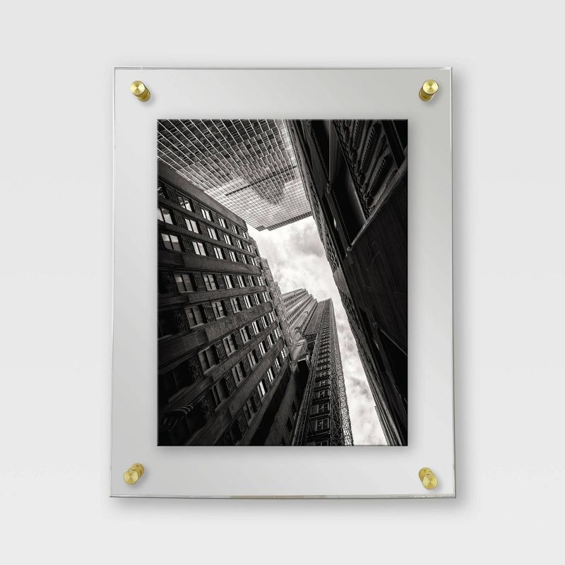 slide 1 of 6, 11" x 14" Acrylic Frame Clear - Threshold™: Modern Wall Mount, Brass Hardware, 1 ct