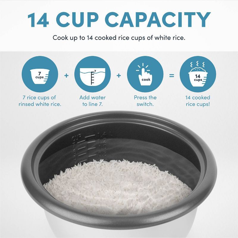 slide 11 of 15, Aroma 14 Cup Pot-Style Rice Cooker and Food Steamer - ARC-747-1NG: 2 Settings, Vegetable Steamer, Cool Touch, Red, 1 ct