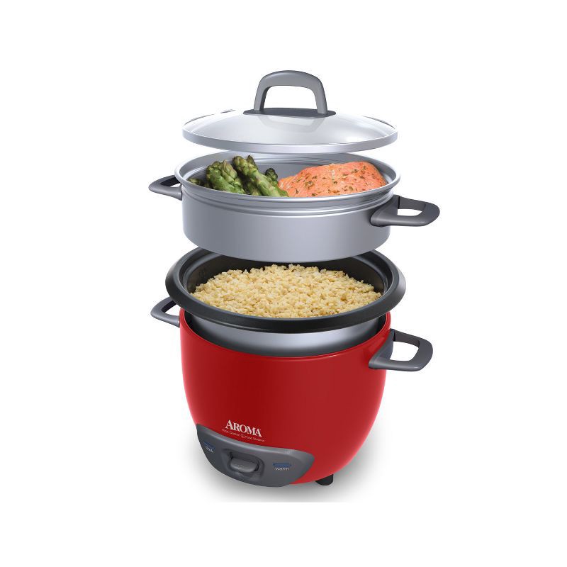 slide 7 of 15, Aroma 14 Cup Pot-Style Rice Cooker and Food Steamer - ARC-747-1NG: 2 Settings, Vegetable Steamer, Cool Touch, Red, 1 ct