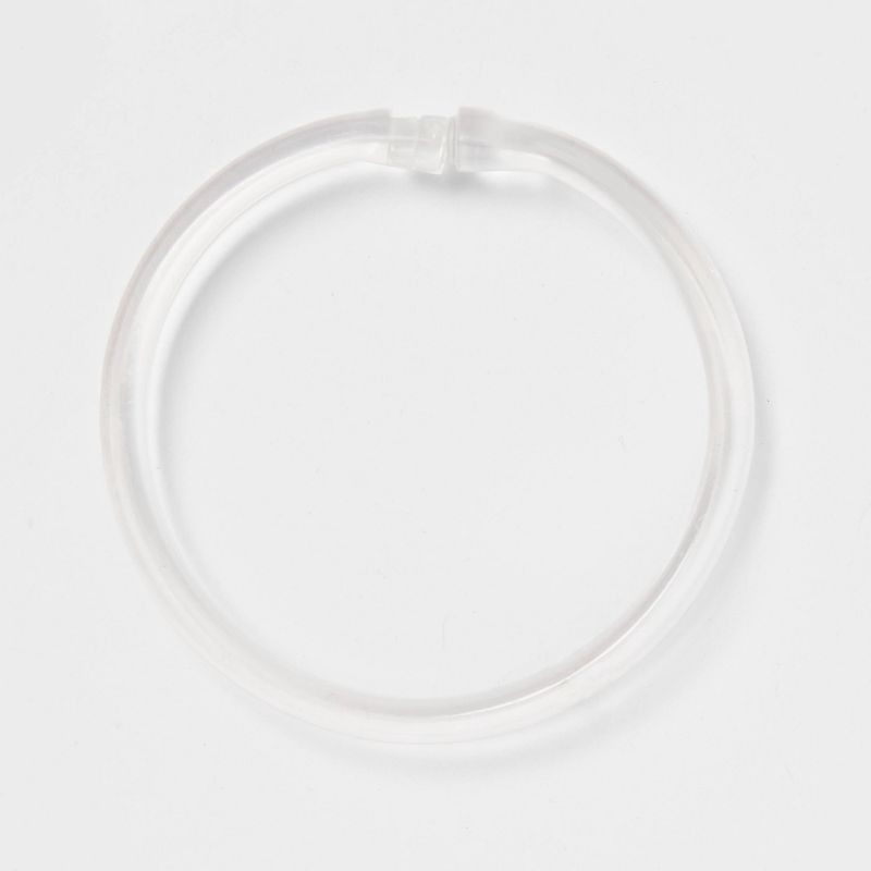 slide 1 of 3, Plastic Shower Rings Clear - Room Essentials™: Durable Curtain Liner Hooks, Glossy Finish, 12-Pack, 1 ct