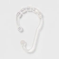 Plastic V Glide Hooks Clear - Room Essentials™: Durable Shower Curtain Liner Rings, 12-Pack, Glossy Finish