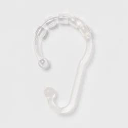 Plastic V Glide Hooks Clear - Room Essentials™: Durable Shower Curtain Liner Rings, 12-Pack, Glossy Finish
