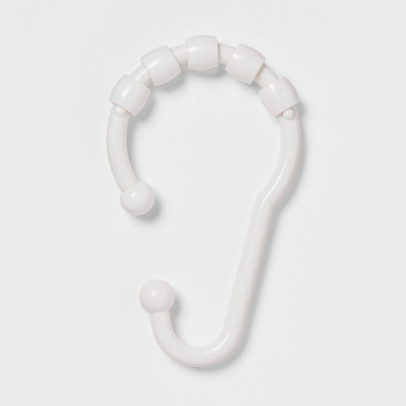 slide 1 of 3, Plastic V Glide Hooks White - Room Essentials™: ABS Material, 12-Pack, Glossy Finish, Shower Liner Rings, 1 ct