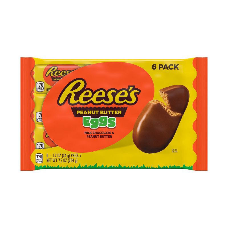 slide 2 of 7, Reese's Milk Chocolate Peanut Butter Eggs Easter Candy Basket Stuffers - 7.2oz/6ct, 6 ct; 7.2 oz