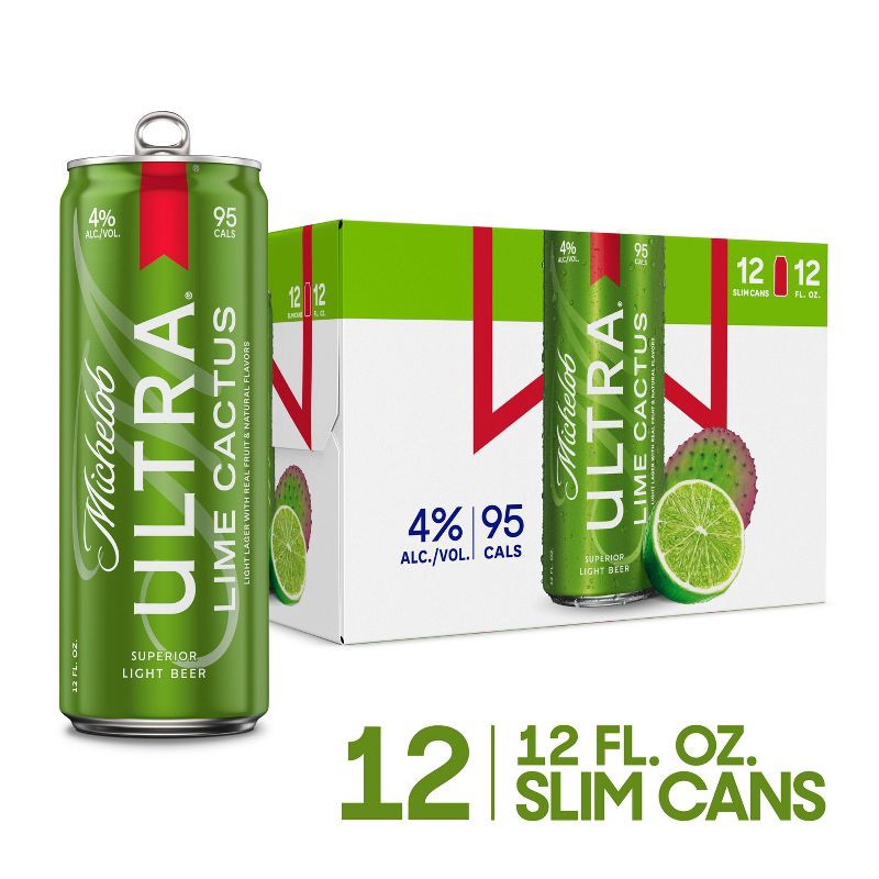 slide 2 of 9, Michelob Ultra Infusions Lime & Prickly Pear Cactus Light Beer - 12pk/12 fl oz Cans, 12 ct; 12 fl oz