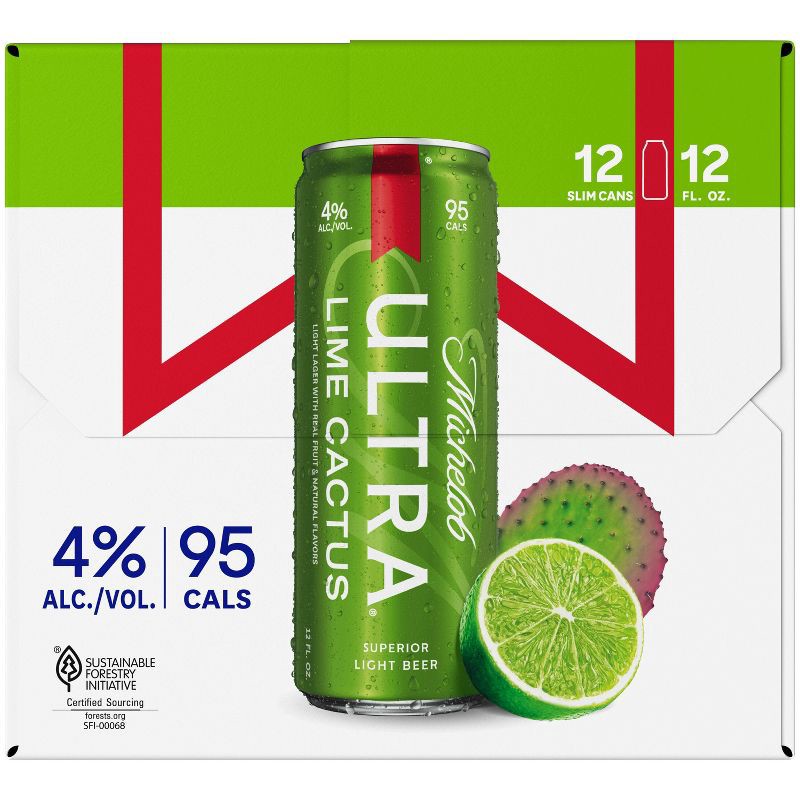 slide 7 of 9, Michelob Ultra Infusions Lime & Prickly Pear Cactus Light Beer - 12pk/12 fl oz Cans, 12 ct; 12 fl oz