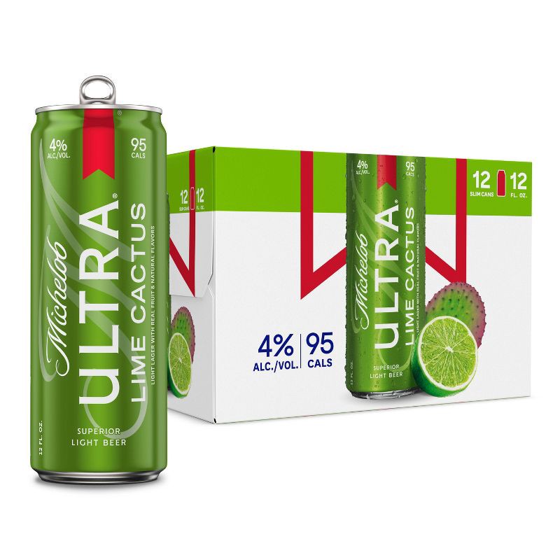 slide 1 of 9, Michelob Ultra Infusions Lime & Prickly Pear Cactus Light Beer - 12pk/12 fl oz Cans, 12 ct; 12 fl oz