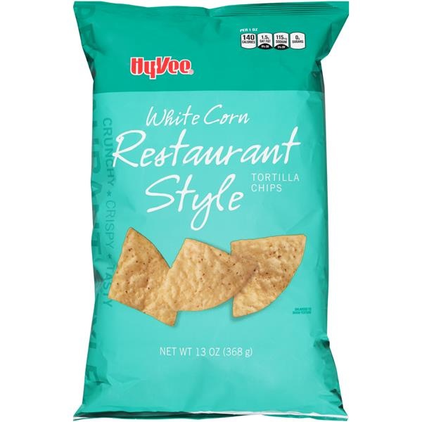 slide 1 of 1, Hy-vee White Corn Restaurant Style Tortilla Chips, 13 oz