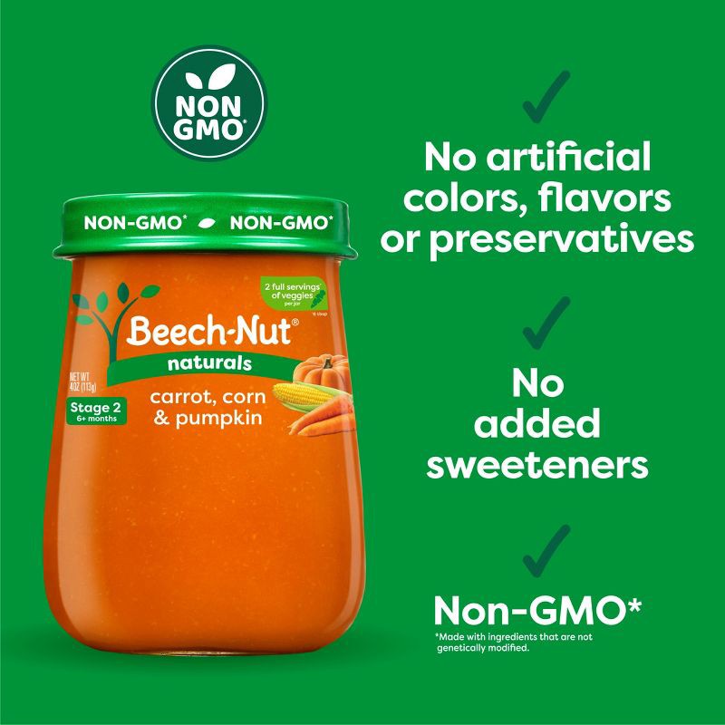 slide 8 of 8, Beech-Nut Non-GMO Naturals Carrots, Sweet Corn & Pumpkin Baby Food Jar - 4oz, 4 oz