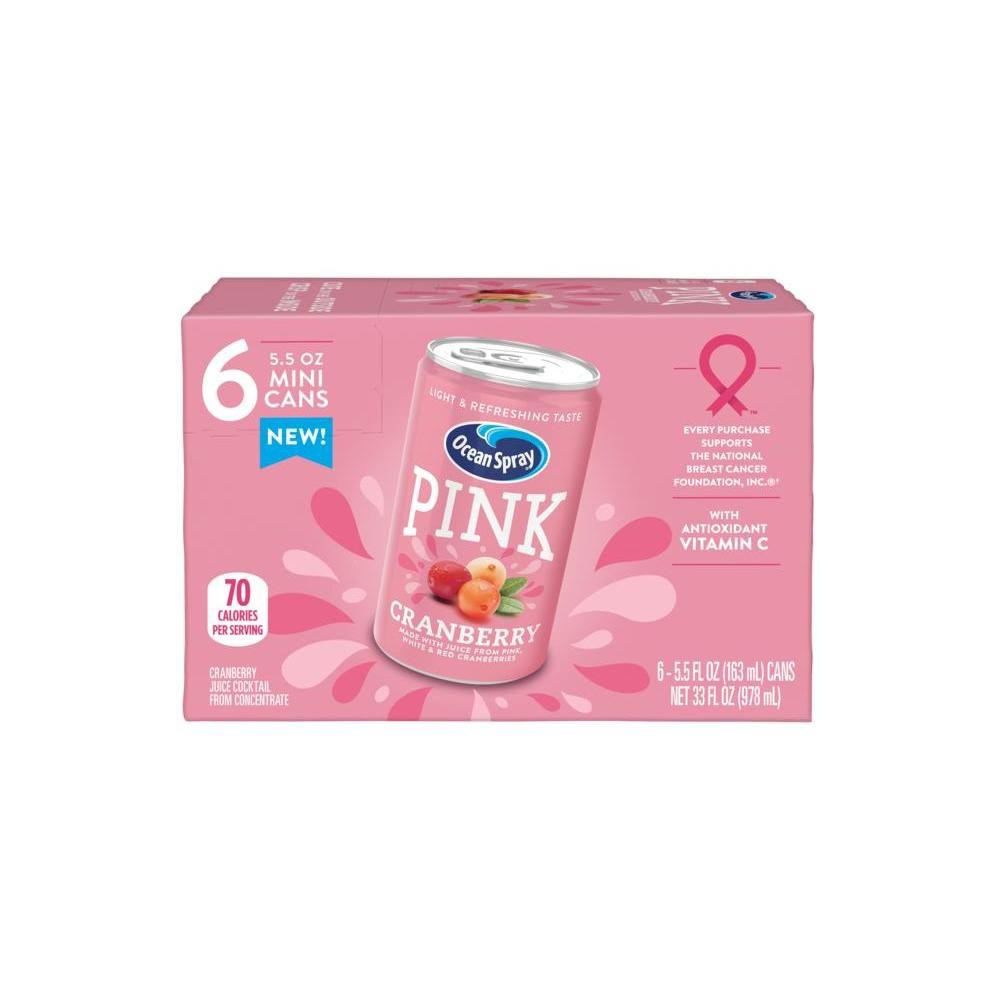 slide 1 of 3, Ocean Spray Pink Cranberry Juice Cocktail Juice Drink, 6 ct, 5.5 fl oz