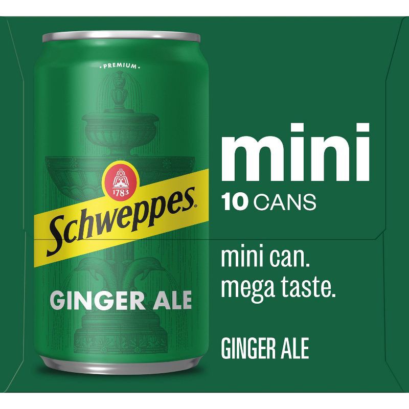 slide 3 of 6, Schweppes Ginger Ale - 10pk/7.5 fl oz Mini Cans, 10 ct; 7.5 fl oz