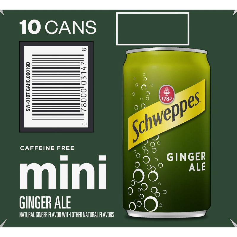 slide 6 of 6, Schweppes Ginger Ale - 10pk/7.5 fl oz Mini Cans, 10 ct; 7.5 fl oz