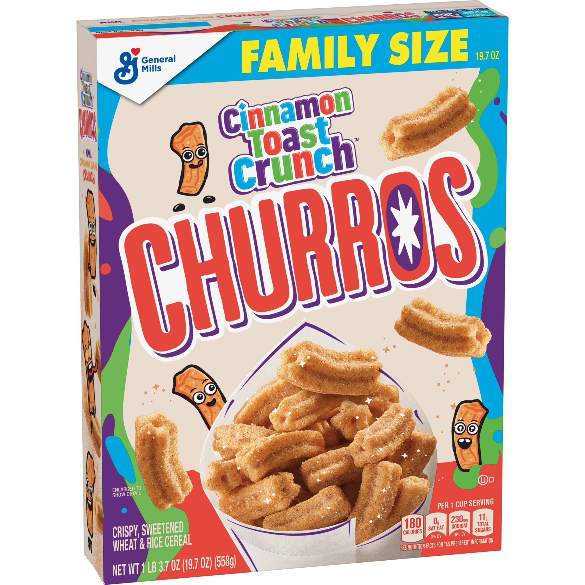 slide 1 of 9, Cinnamon Toast Crunch Churros Breakfast Cereal, 19.7 oz