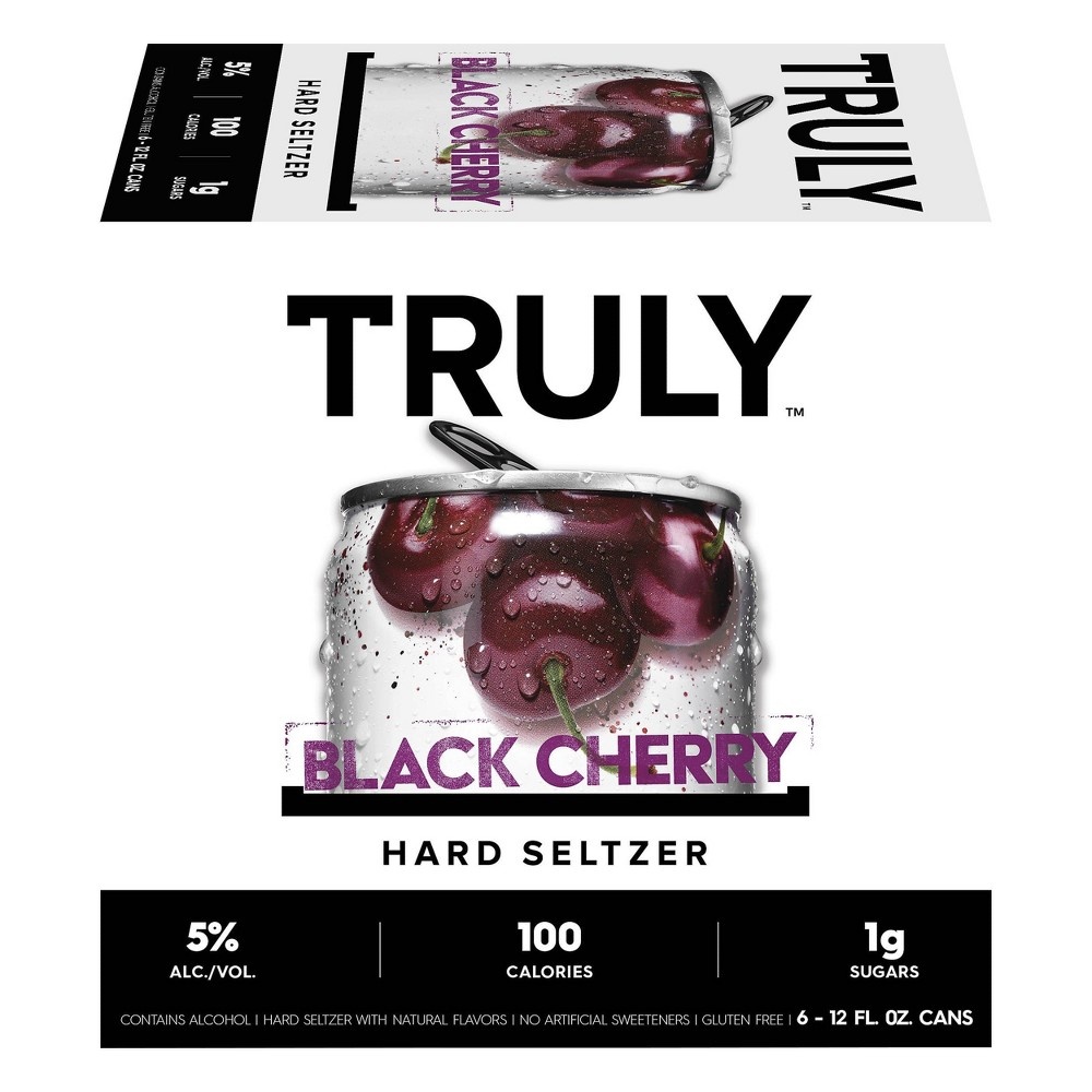 slide 3 of 4, Truly Spiked & Sparkling Truly Black Cherry Hard Seltzer - 6pk/12 fl oz Slim Cans, 6 ct; 12 fl oz