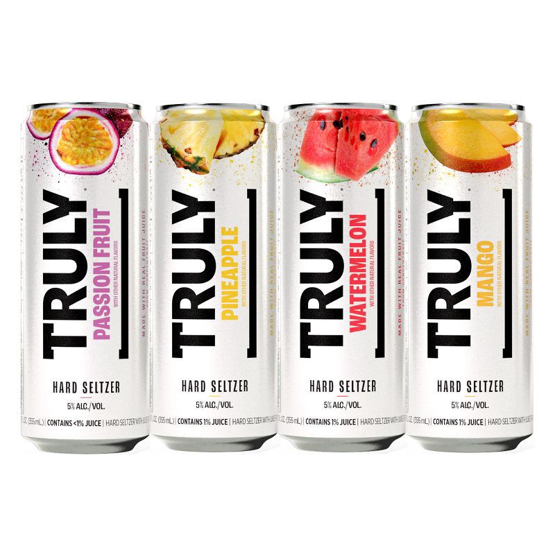 slide 2 of 8, Truly Spiked & Sparkling Truly Hard Seltzer Tropical Mix Pack - 12pk/12 fl oz Slim Cans, 12 ct; 12 fl oz
