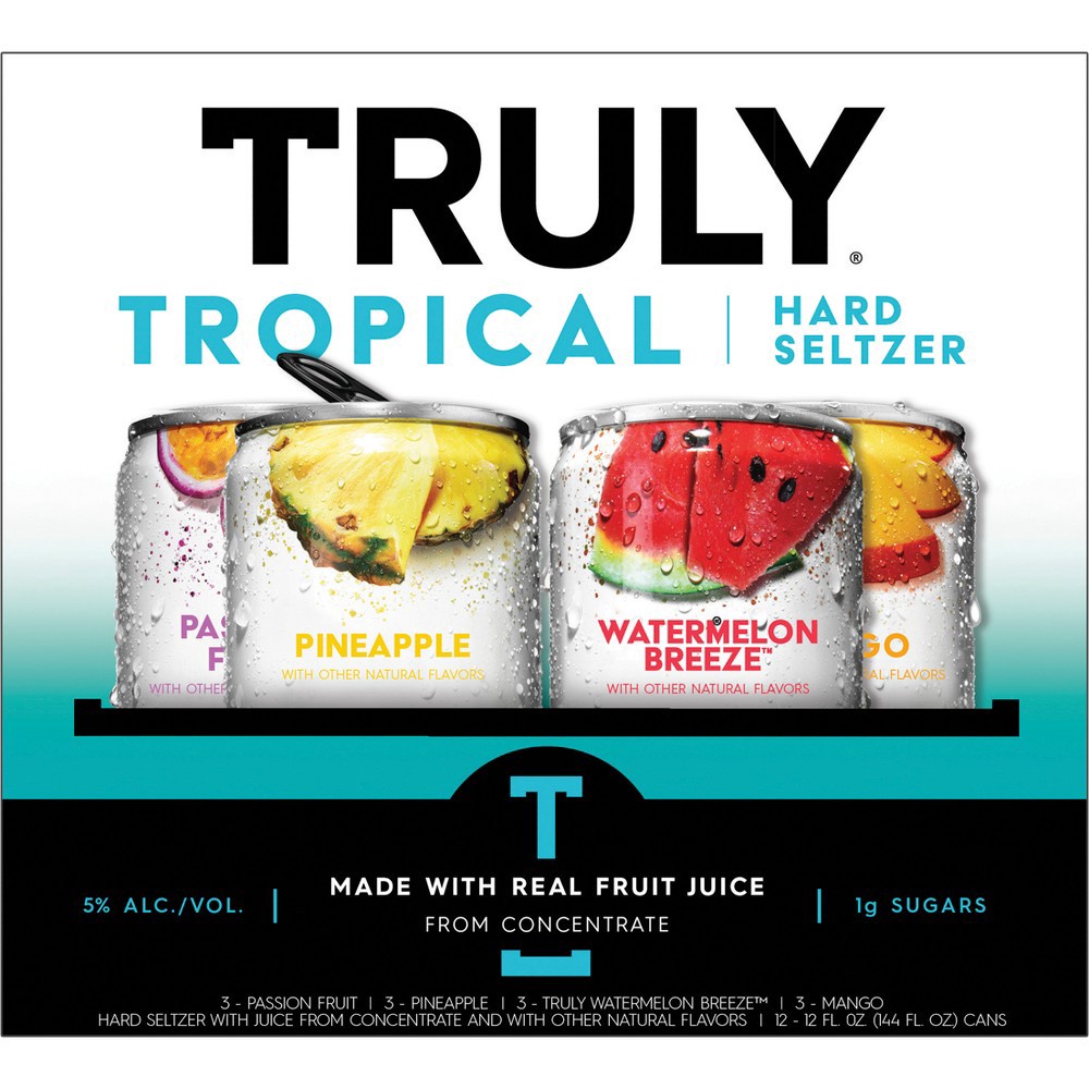 slide 4 of 7, TRULY Hard Seltzer Tropical Variety Pack Cans, 12 ct; 12 oz