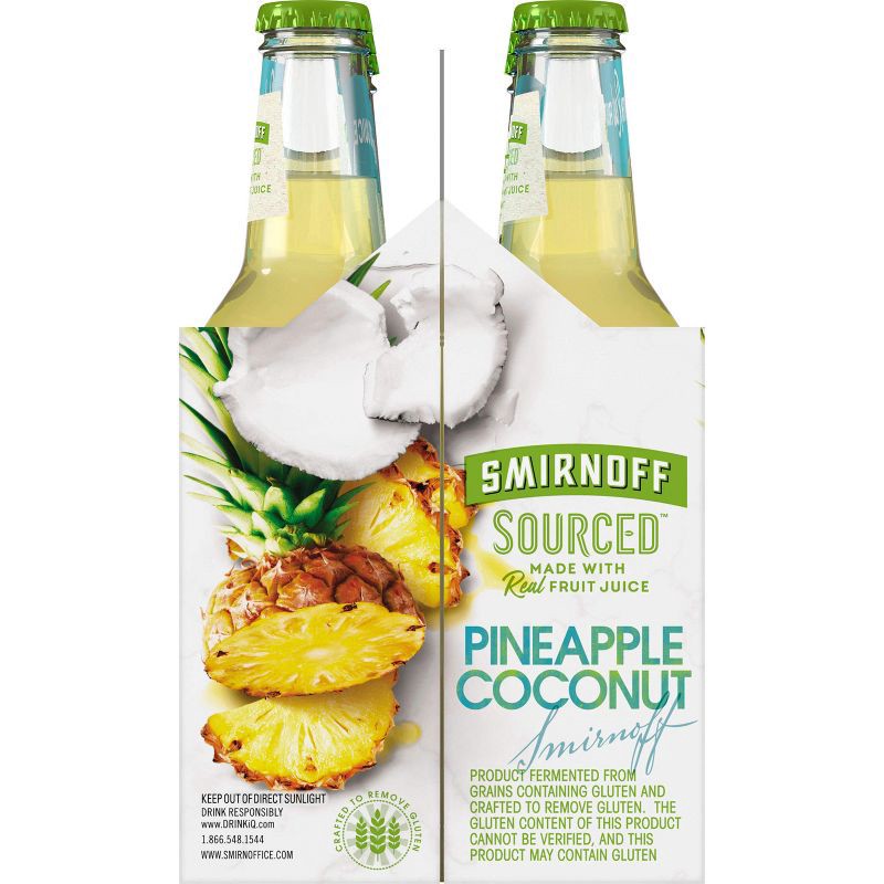 slide 8 of 10, Smirnoff Spiked Sparkling Seltzer Smirnoff Sourced Pineapple Coconut - 6pk/11.2 fl oz Bottles, 6 ct; 11.2 fl oz