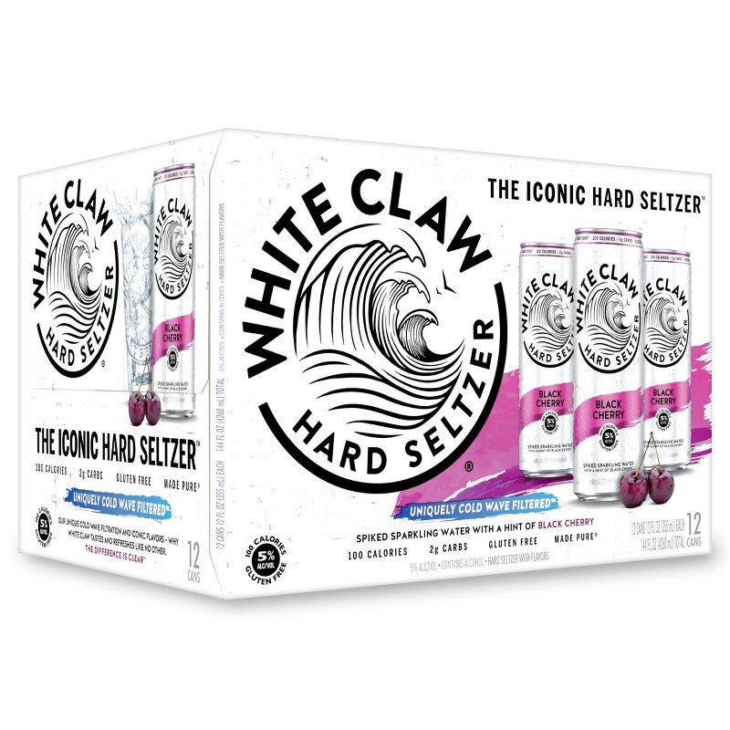 slide 1 of 8, White Claw Hard Seltzer White Claw Black Cherry Hard Seltzer - 12pk/12 fl oz Slim Cans, 12 ct; 12 fl oz