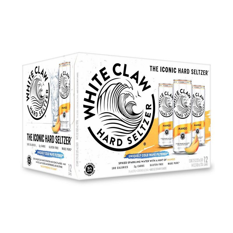 slide 1 of 6, White Claw Hard Seltzer White Claw Mango Hard Seltzer - 12pk/12 fl oz Slim Cans, 12 ct; 12 fl oz