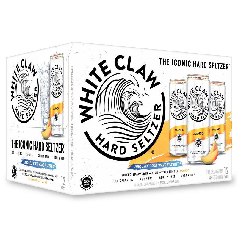 slide 1 of 6, White Claw Hard Seltzer White Claw Mango Hard Seltzer - 12pk/12 fl oz Slim Cans, 12 ct; 12 fl oz