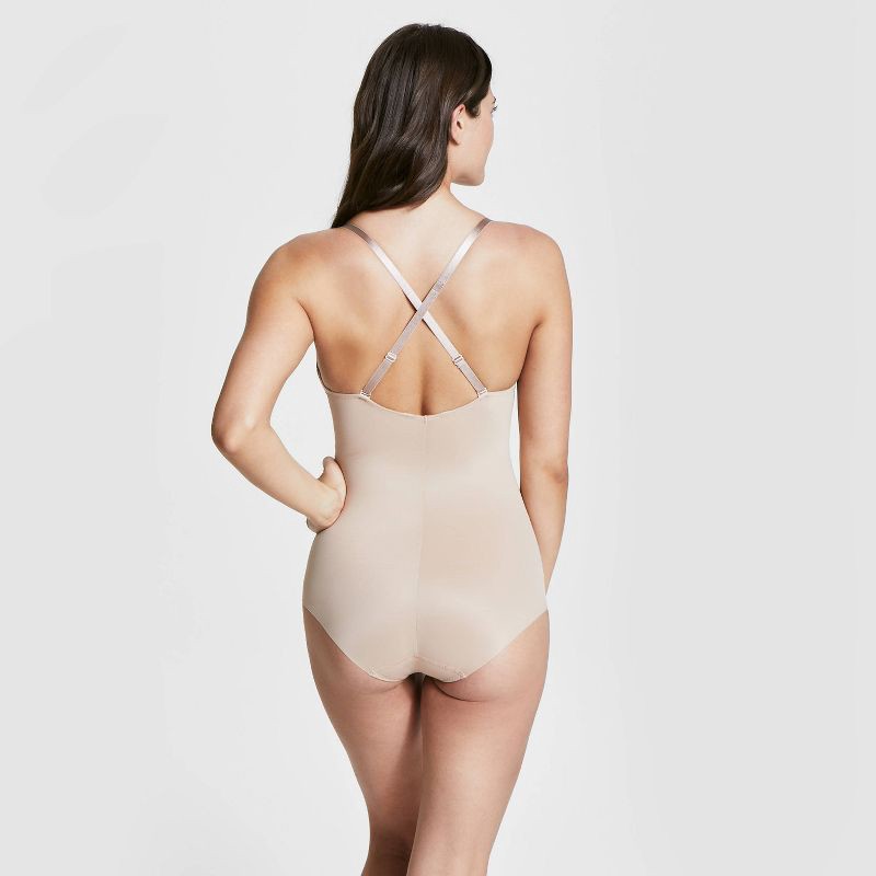 slide 5 of 8, ASSETS by SPANX Women's Flawless Finish Shaping Micro Low Back Cupped Bodysuit Shapewear - Neutral S, 1 ct