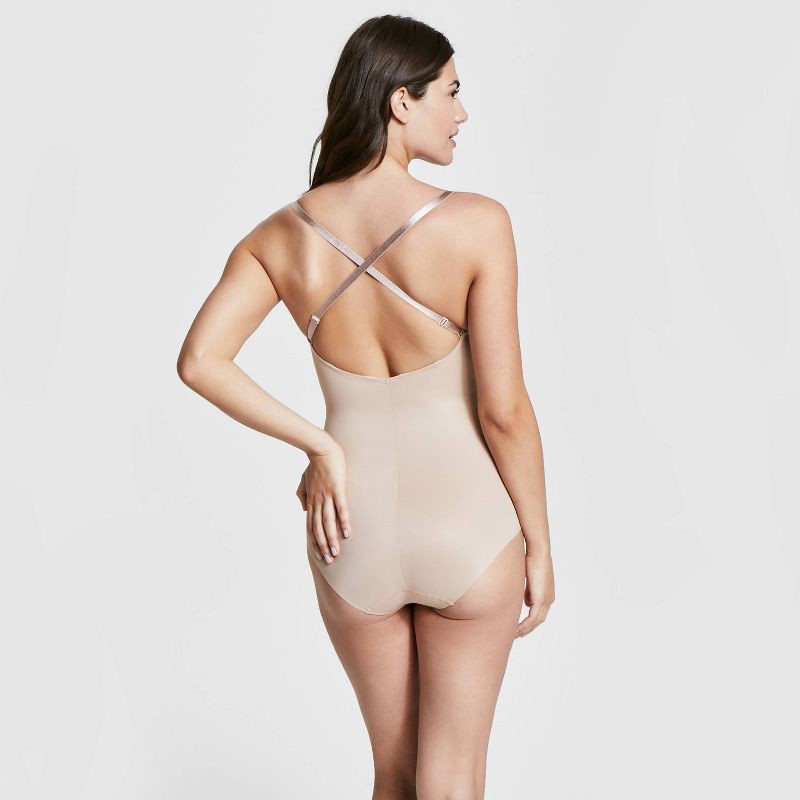 slide 6 of 8, ASSETS by SPANX Women's Flawless Finish Shaping Micro Low Back Cupped Bodysuit Shapewear - Neutral S, 1 ct