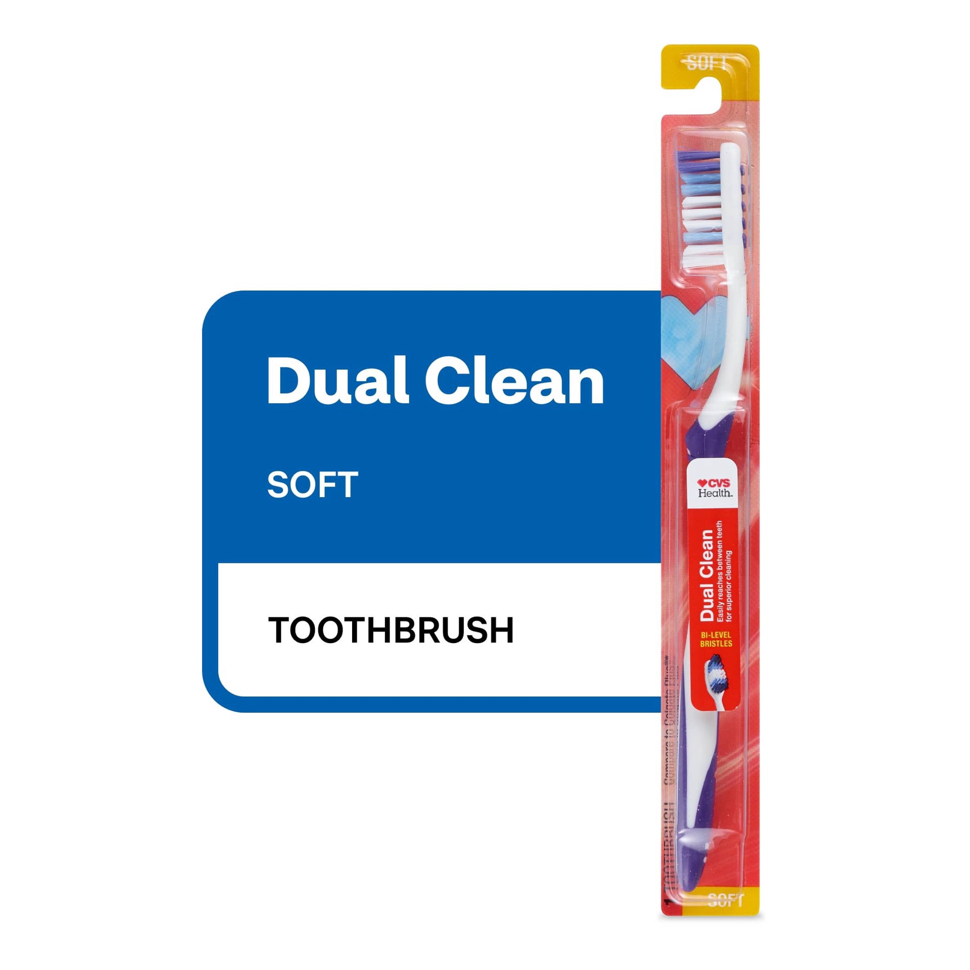 slide 1 of 1, Cvs Health Dual Clean Toothbrush, Soft Bristle, 1 Ct, 1 ct