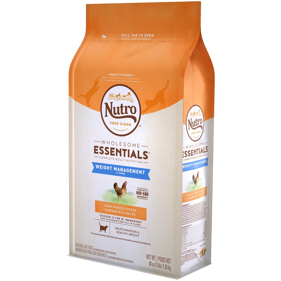 slide 3 of 9, Nutro Wholesome Essentials Weight Management Chicken & Brown Rice Cat Food, 3 lb