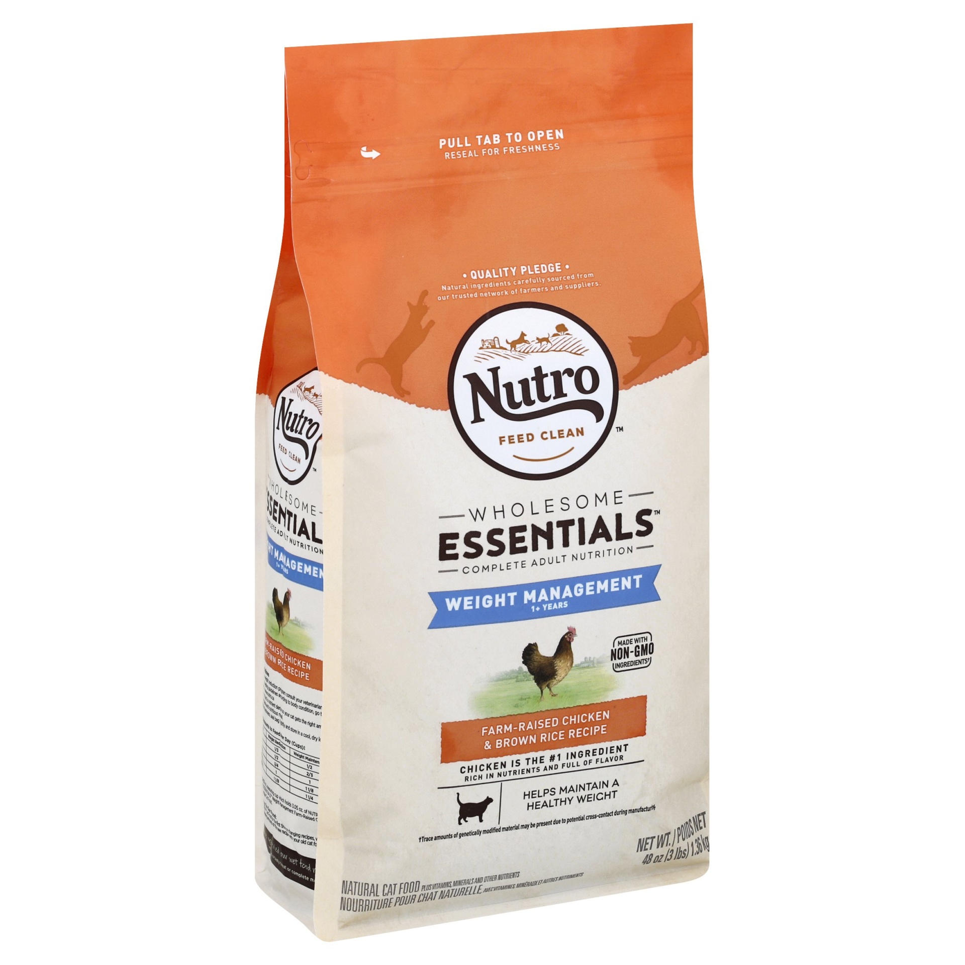 slide 1 of 9, Nutro Wholesome Essentials Weight Management Chicken & Brown Rice Cat Food, 3 lb