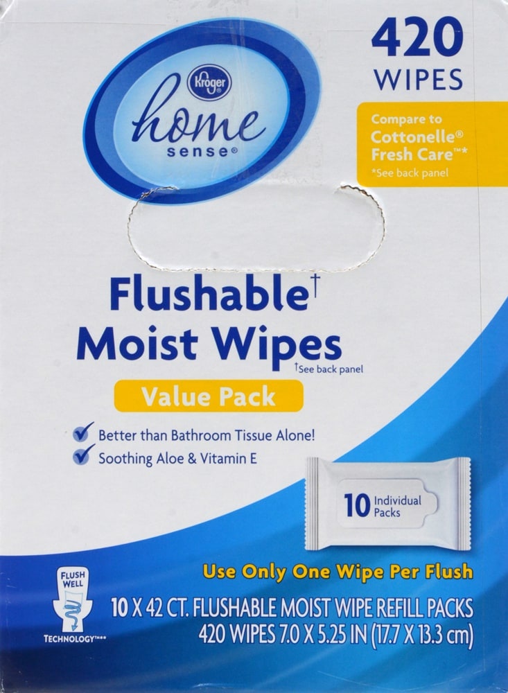 slide 1 of 1, Kroger Home Sense Flushable Moist Wipes, 420 ct