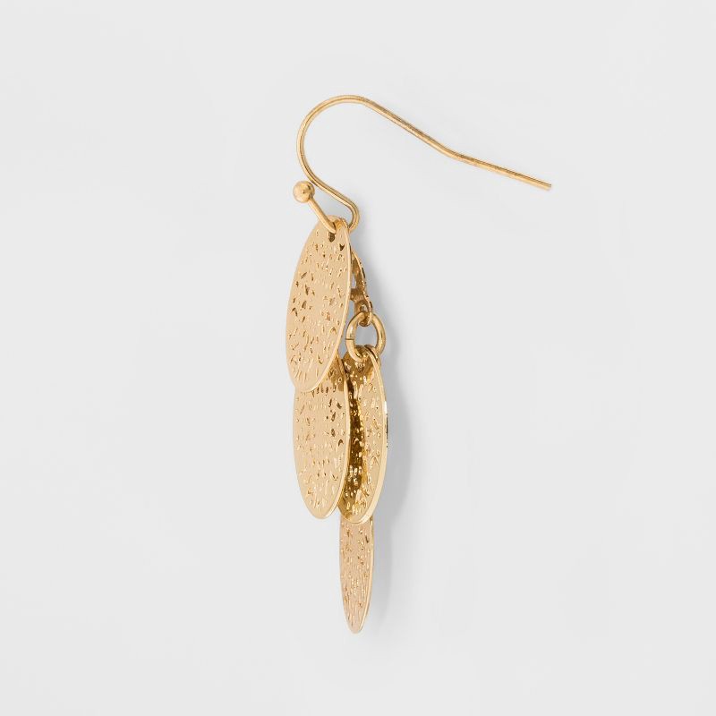 slide 2 of 3, Filigree Chandelier Drop Earrings - A New Day™ Gold: Steel & Brass, Fish Hook Closure, 1 ct