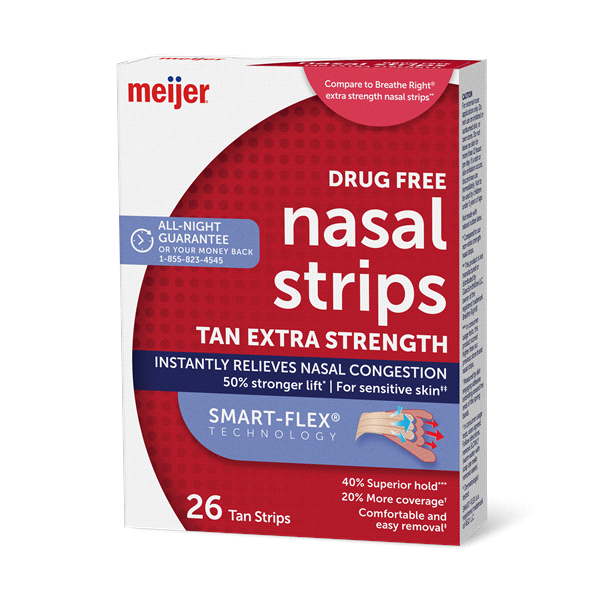 slide 1 of 1, Meijer Nasal Strips Tan Extra Strength, 26 ct