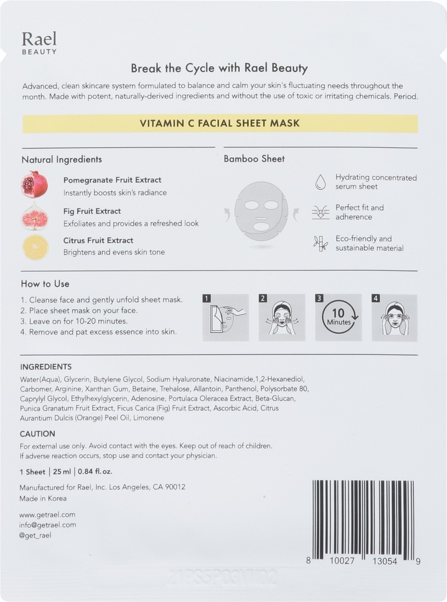 slide 8 of 9, Rael Brighten + Glow Vitamin C Facial Sheet Masks 1 ea, 1 ct