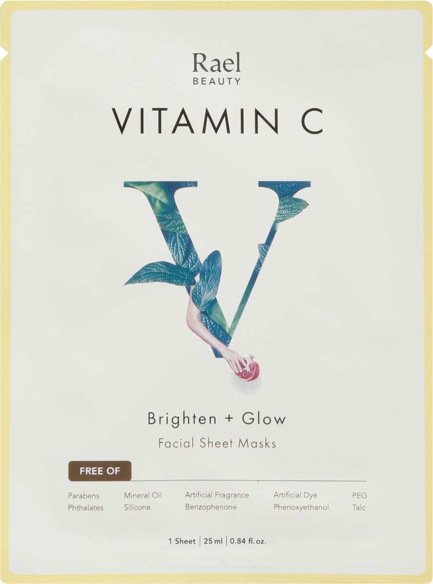 slide 7 of 9, Rael Brighten + Glow Vitamin C Facial Sheet Masks 1 ea, 1 ct