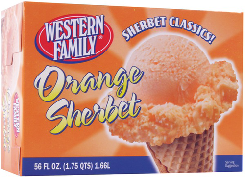 slide 1 of 1, Western Family Orange Sherbet Ice Cream, 56 oz