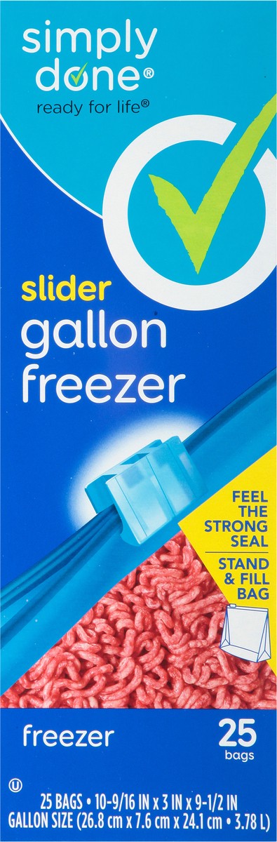 slide 6 of 9, Simply Done Gallon Slider Freezer Bags 25 ea, 25 ct