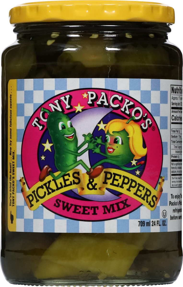 slide 11 of 13, Tony Packo's Sweet Mix Pickles & Peppers 709 ml, 24 fl oz