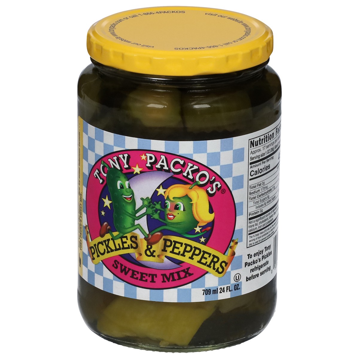 slide 5 of 13, Tony Packo's Sweet Mix Pickles & Peppers 709 ml, 24 fl oz