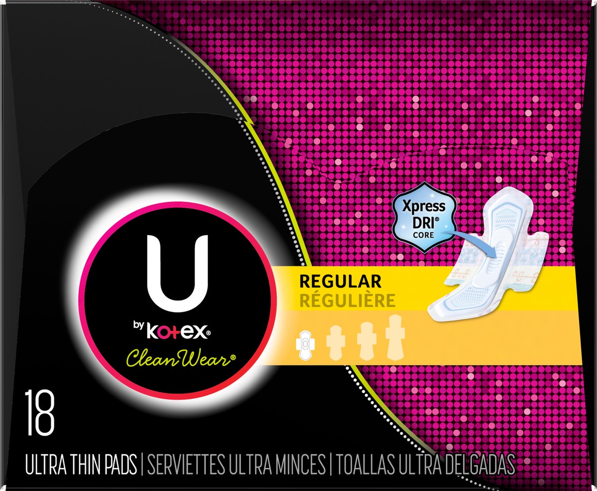 slide 2 of 10, U by Kotex Clean Wear Regular Ultra Thin Pads 16 ea, 18 ct