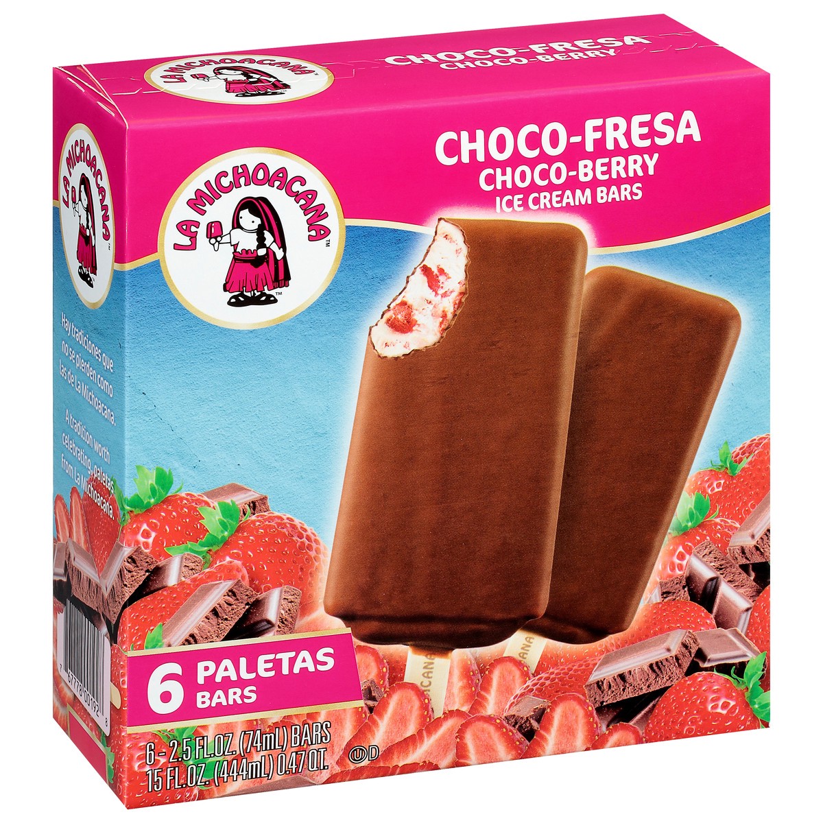 slide 4 of 9, Helados Mexico Choco-Berry Ice Cream Bars 6 ea, 6 ct