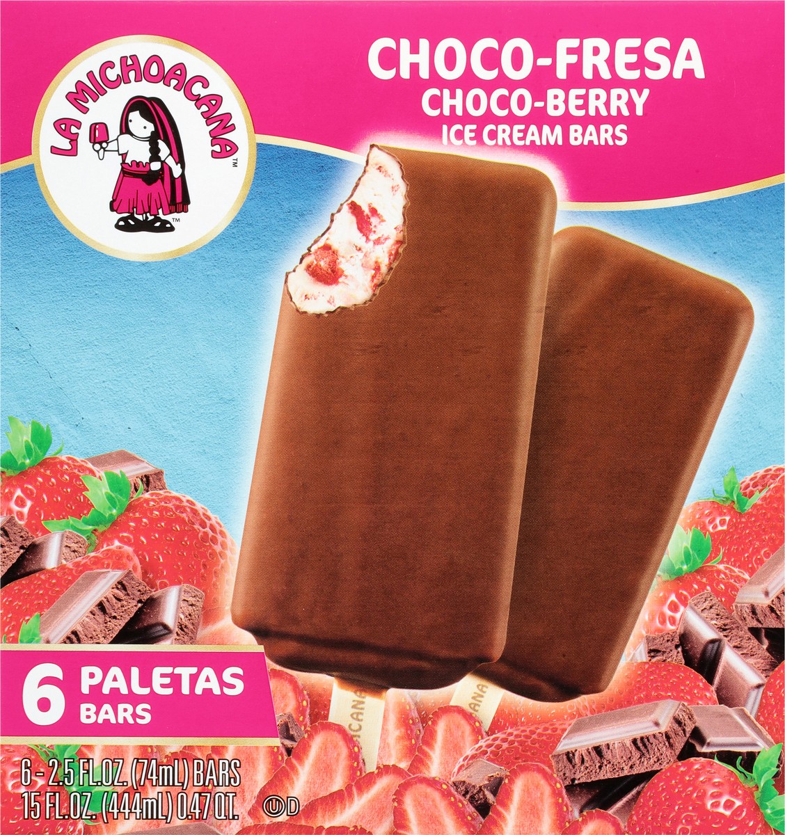 slide 6 of 9, Helados Mexico Choco-Berry Ice Cream Bars 6 ea, 6 ct