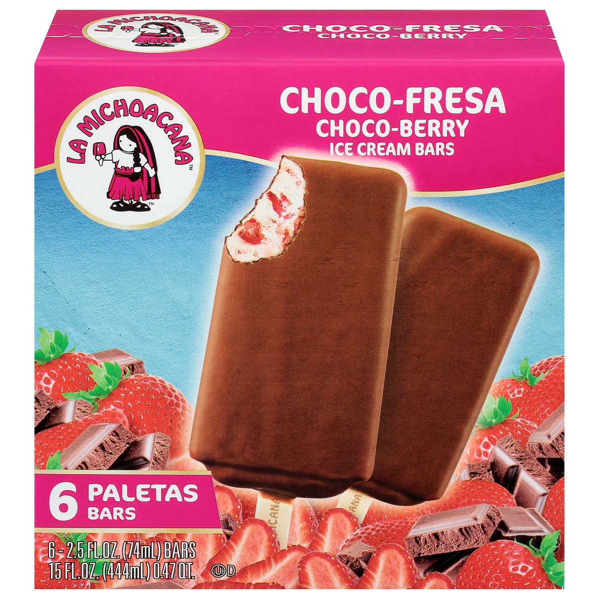 slide 1 of 9, Helados Mexico Choco-Berry Ice Cream Bars 6 ea, 6 ct