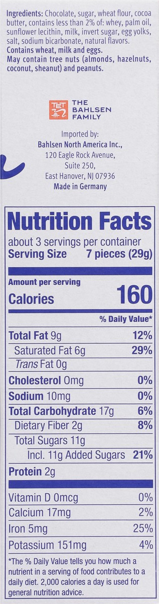 slide 10 of 16, Bahlsen Dark Chocolate Wafer, 3.4 oz