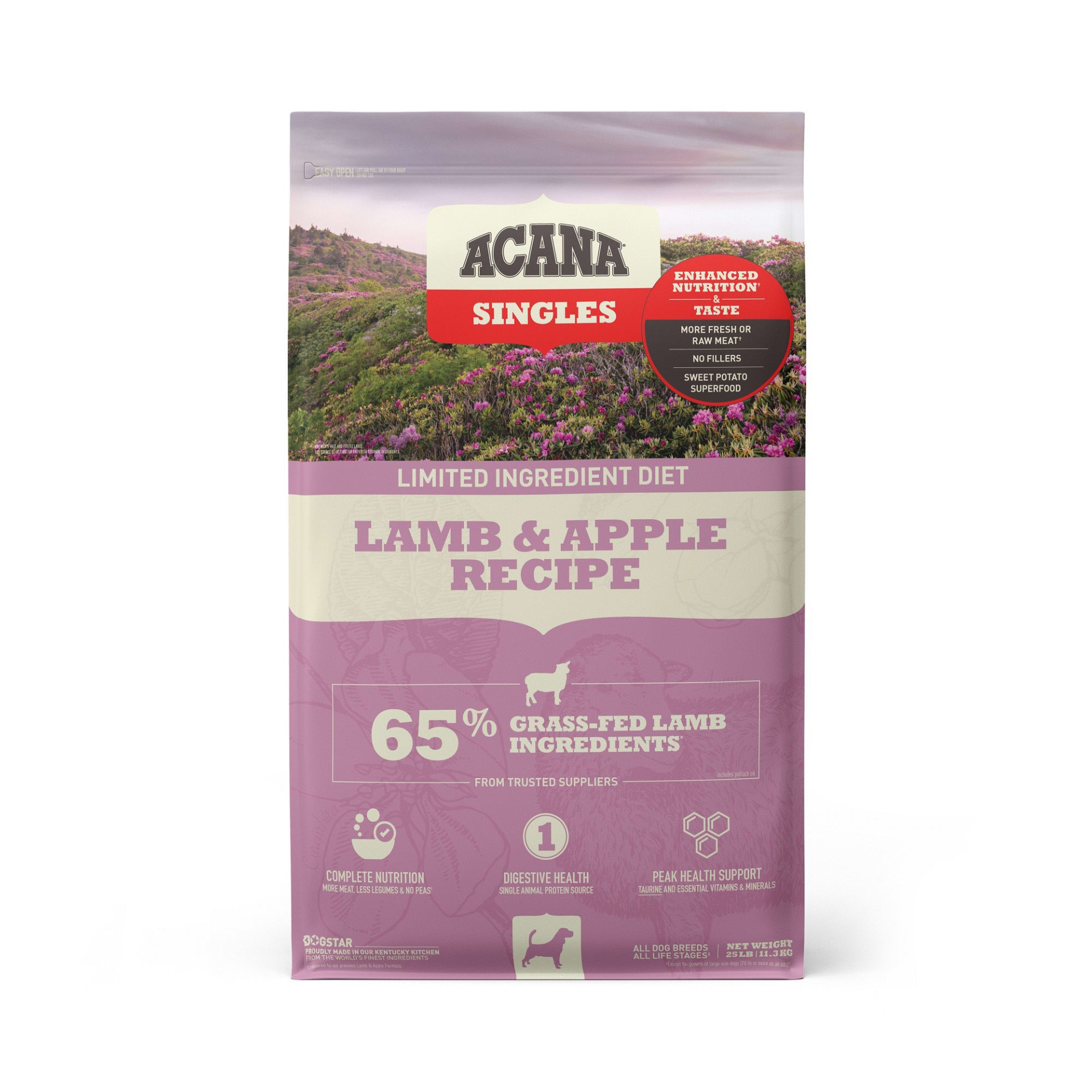 slide 1 of 1, ACANA Singles Lamb & Apple Recipe Dry Dog Food, 25 lb
