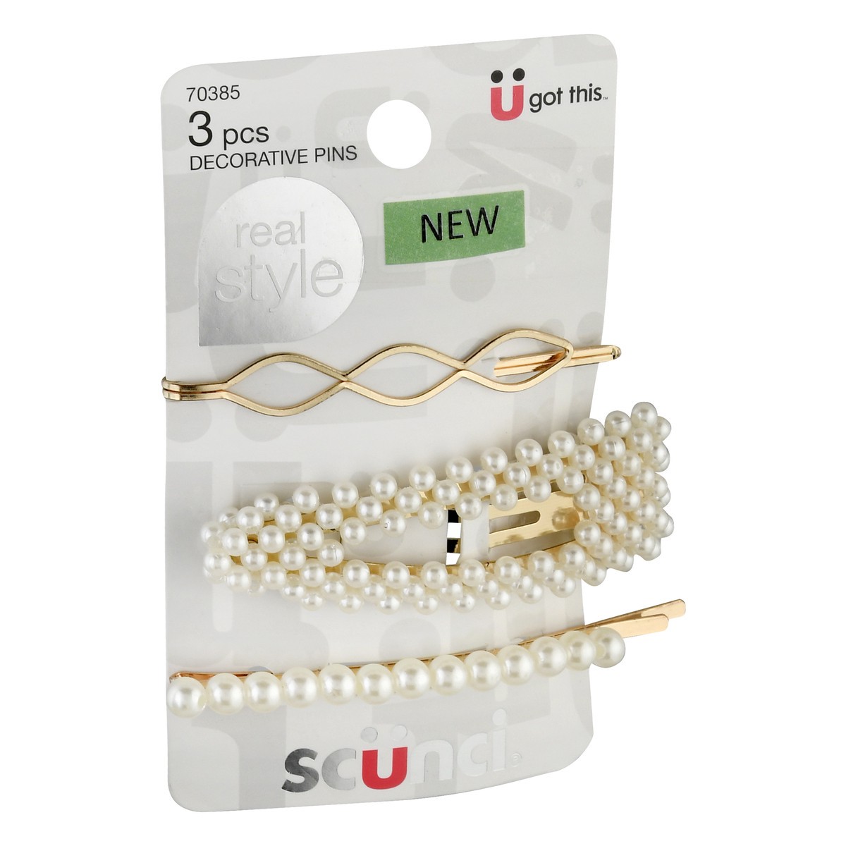 slide 5 of 9, scünci Real Style Pins 3 ea, 3 ct