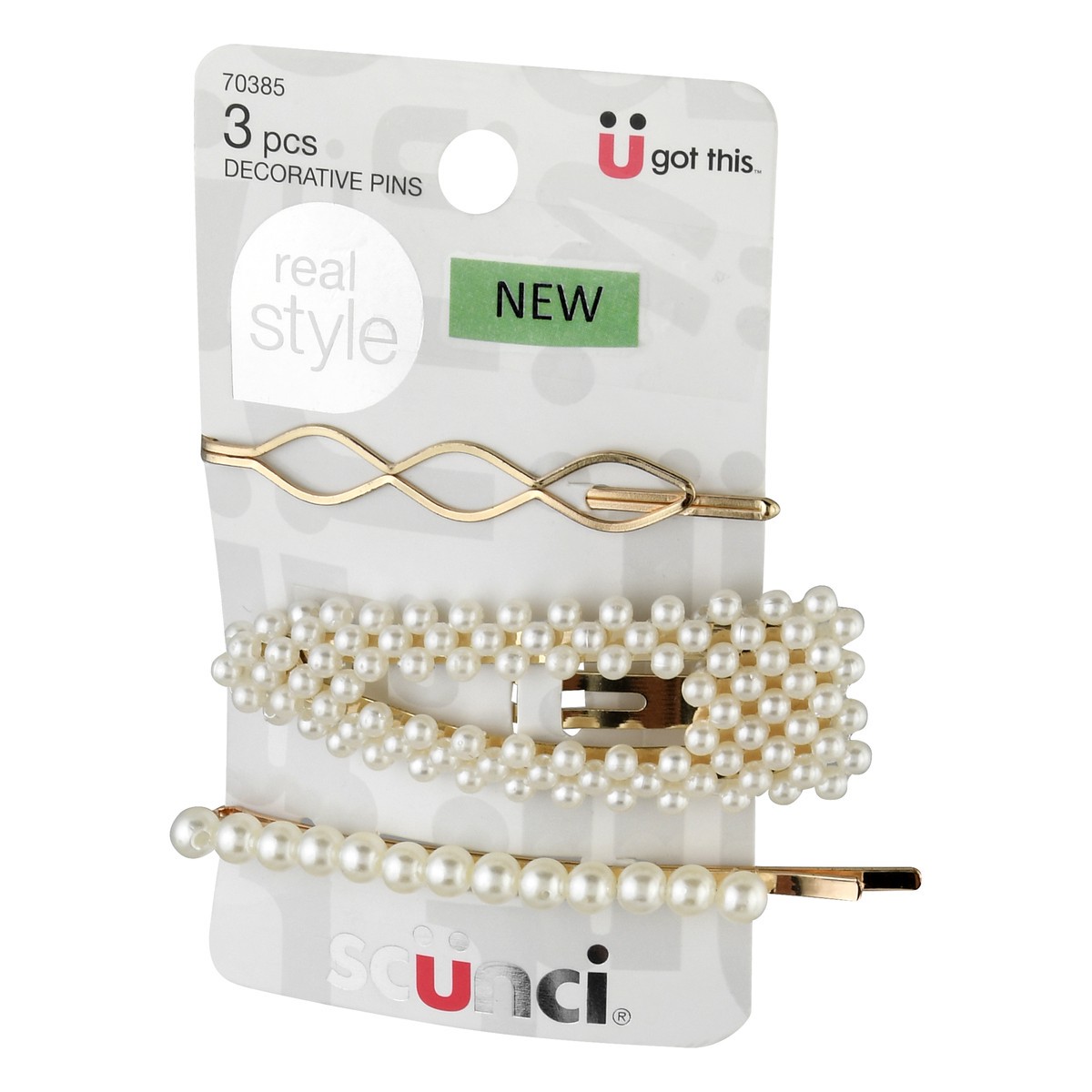 slide 4 of 9, scünci Real Style Pins 3 ea, 3 ct